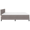 Box spring seng med LED-lysstrimler Gråbrun 200 x 200 cm Stof