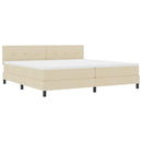Box spring seng med LED-lysstrimler Creme 200 x 200 cm Stof