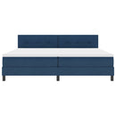 Box spring seng med LED-lysstrimler Blå 200 x 200 cm Stof