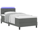 Box spring seng med LED-lysstrimler Mørkegrå 90 x 190 cm Stof