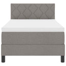 Box spring seng med LED-lysstrimler Gråbrun 90 x 190 cm Stof