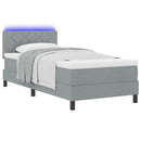Box spring seng med LED-lysstrimler Lysegrå 100 x 200 cm Stof