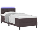 Box spring seng med LED-lysstrimler Mørk Brun 100 x 200 cm Stof