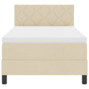 Box spring seng med pude med hovedgærde Creme 100 x 200 cm Stof