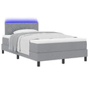 Box spring seng med LED-lysstrimler Lysegrå 120 x 190 cm Stof