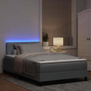 Box spring seng med LED-lysstrimler Lysegrå 120 x 200 cm Stof