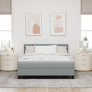 Box spring seng med LED-lysstrimler Lysegrå 140 x 190 cm Stof
