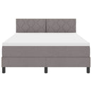 Box spring seng med LED-lysstrimler Gråbrun 140 x 200 cm Stof