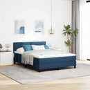 Box spring seng med LED-lysstrimler Blå 140 x 200 cm Stof