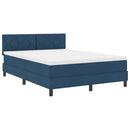 Box spring seng med LED-lysstrimler Blå 140 x 200 cm Stof