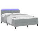 Box spring seng med LED-lysstrimler Lysegrå 160 x 200 cm Stof