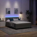 Box spring seng med LED-lysstrimler Mørkegrå 160 x 200 cm Stof