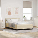Box spring seng med pude med hovedgærde Creme 160 x 200 cm Stof