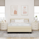 Box spring seng med pude med hovedgærde Creme 160 x 200 cm Stof