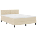 Box spring seng med pude med hovedgærde Creme 160 x 200 cm Stof