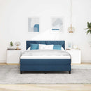 Box spring seng med LED-lysstrimler Blå 160 x 200 cm Stof