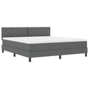 Box spring seng med LED-lysstrimler Mørkegrå 180 x 200 cm Stof