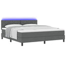Box spring seng med LED-lysstrimler Mørkegrå 180 x 200 cm Stof
