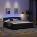 Box spring seng med LED-lysstrimler Sort 180 x 200 cm Stof