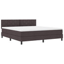 Box spring seng med LED-lysstrimler Mørk Brun 180 x 200 cm Stof