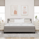 Box spring seng med LED-lysstrimler Gråbrun 180 x 200 cm Stof