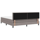 Box spring seng med LED-lysstrimler Gråbrun 180 x 200 cm Stof