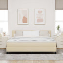 Box spring seng med LED-lysstrimler Creme 180 x 200 cm Stof