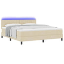 Box spring seng med LED-lysstrimler Creme 180 x 200 cm Stof