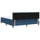 Box spring seng med LED-lysstrimler Blå 180 x 200 cm Stof