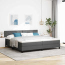 Box spring seng med LED-lysstrimler Mørkegrå 200 x 200 cm Stof