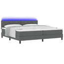 Box spring seng med LED-lysstrimler Mørkegrå 200 x 200 cm Stof
