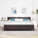 Box spring seng med madras med LED Mørk Brun 200 x 200 cm Stof