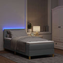 LED Box Spring Bed med LED-lysstrimler Lysegrå 80 x 200 cm Stof