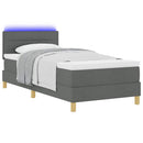 LED Box Spring Bed med pude Mørkegrå 80 x 200 cm Stof