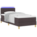 LED Box Spring Bed med hovedgærde Mørk Brun 80 x 200 cm Stof
