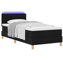 LED Box Spring Bed med LED-lysstrimler Sort 90 x 190 cm Stof
