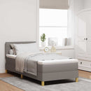 LED Box Spring Bed med LED-lysstrimler Gråbrun 90 x 190 cm Stof