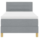 LED Box Spring Bed med LED-lysstrimler Lysegrå 90 x 200 cm Stof