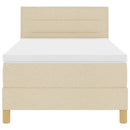 LED Box Spring Bed med LED-lysstrimler Creme 90 x 200 cm Stof