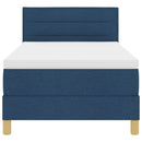 LED Box Spring Bed med LED-lysstrimler Blå 90 x 200 cm Stof