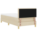 LED Box Spring Bed med LED-lysstrimler Creme 100 x 200 cm Stof