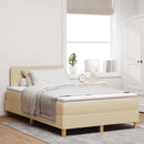 LED Box Spring Bed med LED-lysstrimler Creme 120 x 190 cm Stof