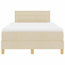 LED Box Spring Bed med LED-lysstrimler Creme 120 x 190 cm Stof