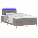 LED Box Spring Bed med hovedgærde Gråbrun 120 x 200 cm Stof