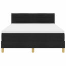 LED Box Spring Bed med LED-lysstrimler Sort 140 x 190 cm Stof
