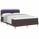 LED Box Spring Bed med hovedgærde Mørk Brun 140 x 190 cm Stof