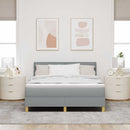 LED Box Spring Bed med hovedgærde Lysegrå 140 x 200 cm Stof