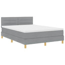LED Box Spring Bed med hovedgærde Lysegrå 140 x 200 cm Stof