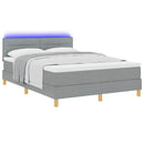 LED Box Spring Bed med hovedgærde Lysegrå 140 x 200 cm Stof