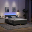 LED Box Spring Bed med hovedgærde Mørkegrå 160 x 200 cm Stof